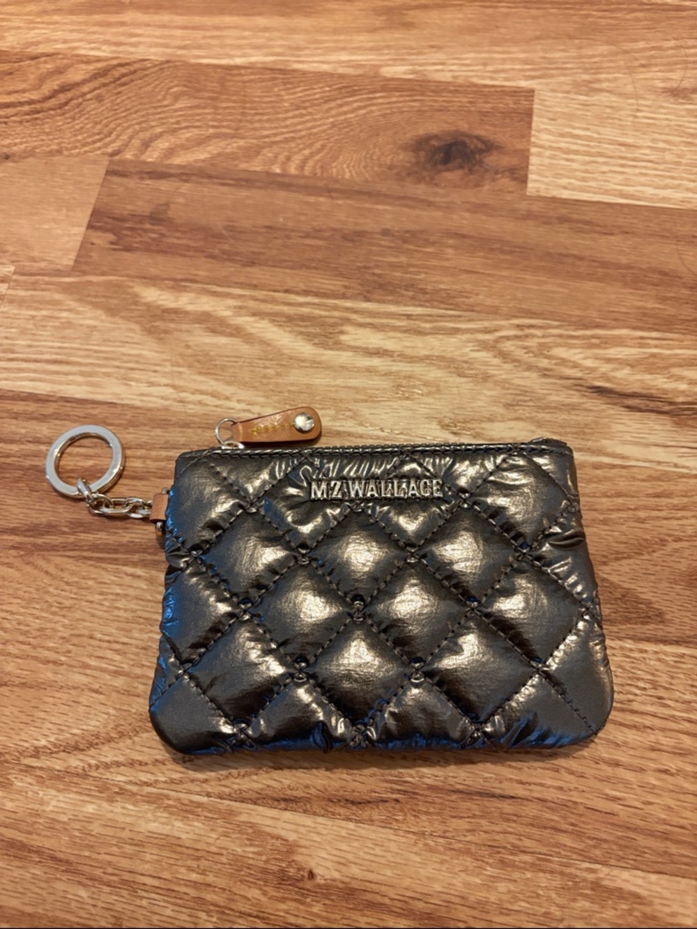 MZ Wallace Gold Quilted Flat Metro Key Pouch Keychain